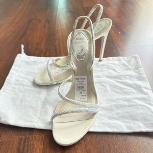 NEW René Caovilla Irina Leather Slingback Sandal Off White 37 $1320